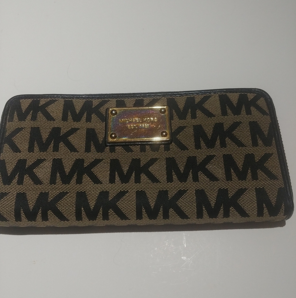 Michael Kors Black and Brown Logo Wallet